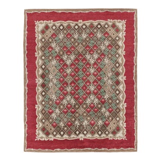 Contemporary Art Deco Floral Wool Rug With Floral Grid by Rug & Kilim, India For Sale