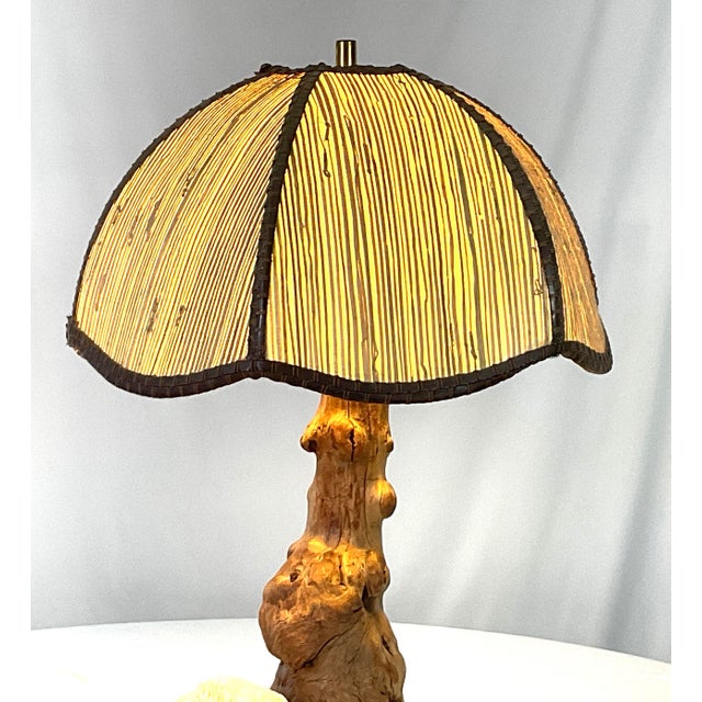 Brown 1960s Folk Art, Tree Form, Rustic Country Table Lamp For Sale - Image 8 of 10