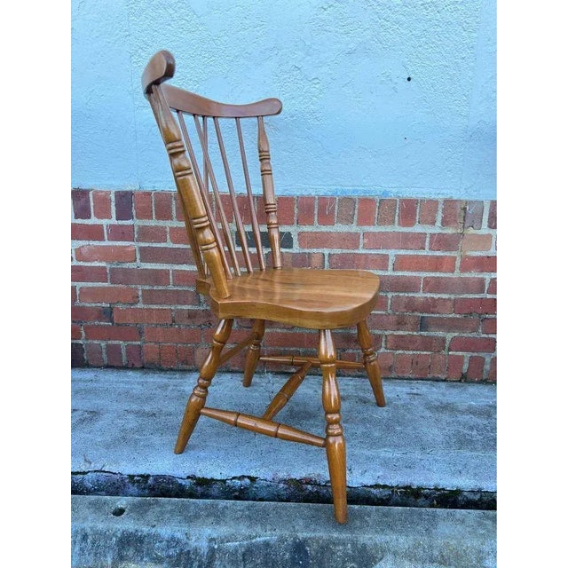 Late 20th Century Late 20th Century Vintage Handcrafted Windsor Style Solid Maple Spindle Back Dining Chairs- Set of 4 For Sale - Image 5 of 10