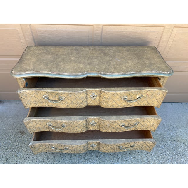 Vintage Baker Furniture French Provincial Painted Three-Drawer Commode For Sale - Image 9 of 14