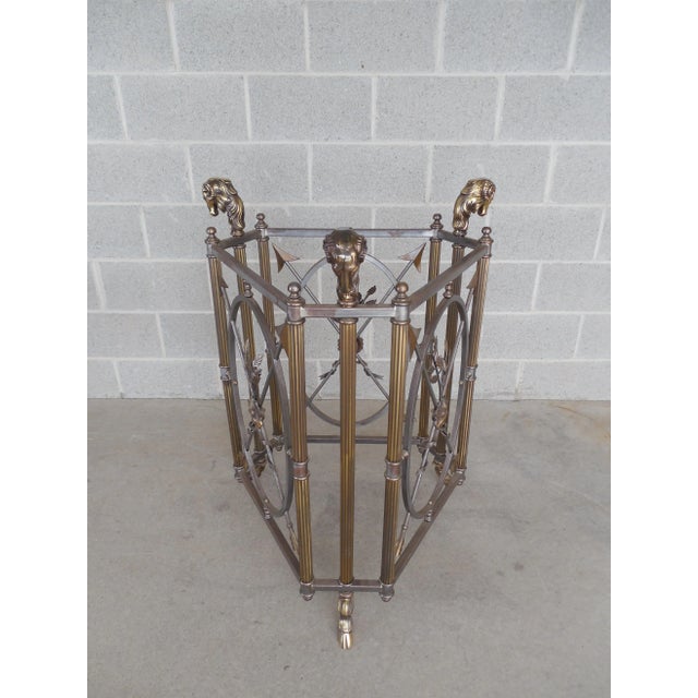 Traditional French Empire Style Ram's Head Bronze & Steel Center Table For Sale - Image 3 of 12