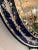Glass Ornate Dark Blue and Etched Glass Oval Venetian Mirror For Sale - Image 7 of 10