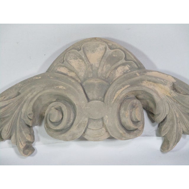 1980s Decorative Cement Wall Scroll For Sale - Image 4 of 11