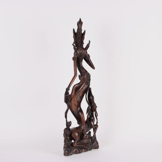 Wood Sculpture of a Girl, Late 20th Century, Teak For Sale - Image 7 of 8