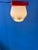 Rare vintage Thabur ceiling lamp featuring a beautiful opaline glass shade paired with a vibrant orange ceiling canopy....
