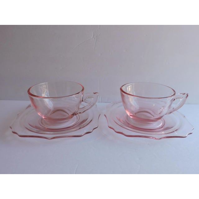 Circa 1924 Diamond Glassware Empress Variant Teacup Set 4 Pieces For Sale - Image 12 of 12