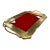Italian Hammered Brass and Red Lacquer Serving Tray, Mid-Century For Sale