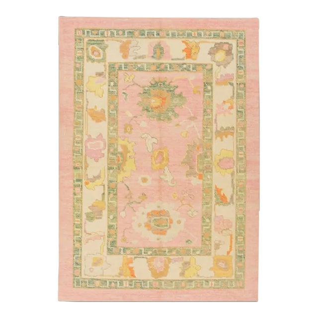 Modern Turkish Oushak Rug 5'2" x 7'2" For Sale