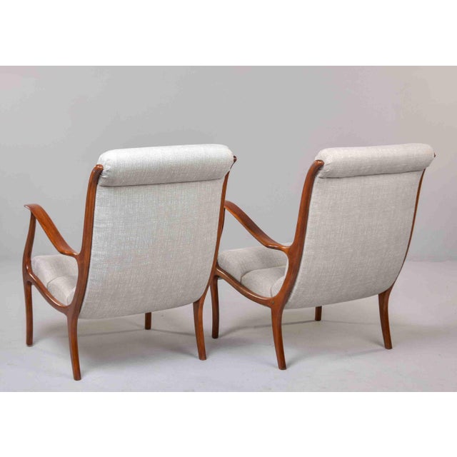 Italian Mid-Century Walnut Lounge Chairs by Longhi, Milan - Pair For Sale - Image 10 of 12
