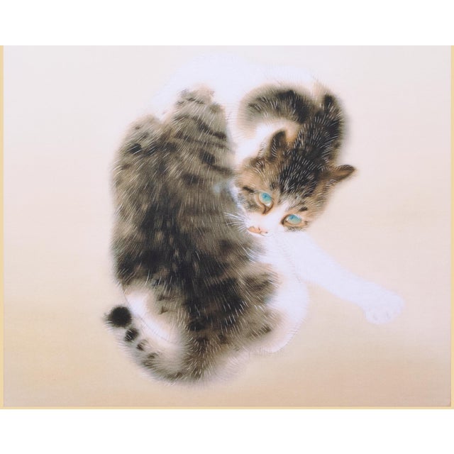 "Cat", Heisei Era Japanese Silk Painting For Sale - Image 4 of 15