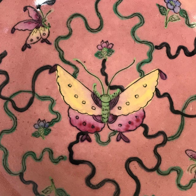 Neiman Marcus Custom Made Hong Kong Pink Butterfly Porcelain With Pewter Surround Chairish