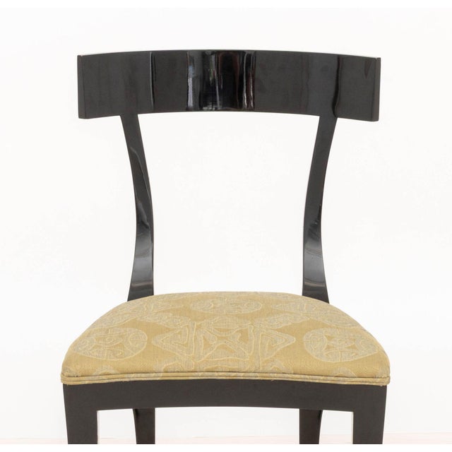 Wood Pair of Contemporary Ebonized Wood Klismos Dining Chairs For Sale - Image 7 of 7