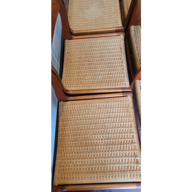 Mid-Century Modern Mid Century Danish Teak Cord Seats Set 6 Chairs For Sale - Image 3 of 9