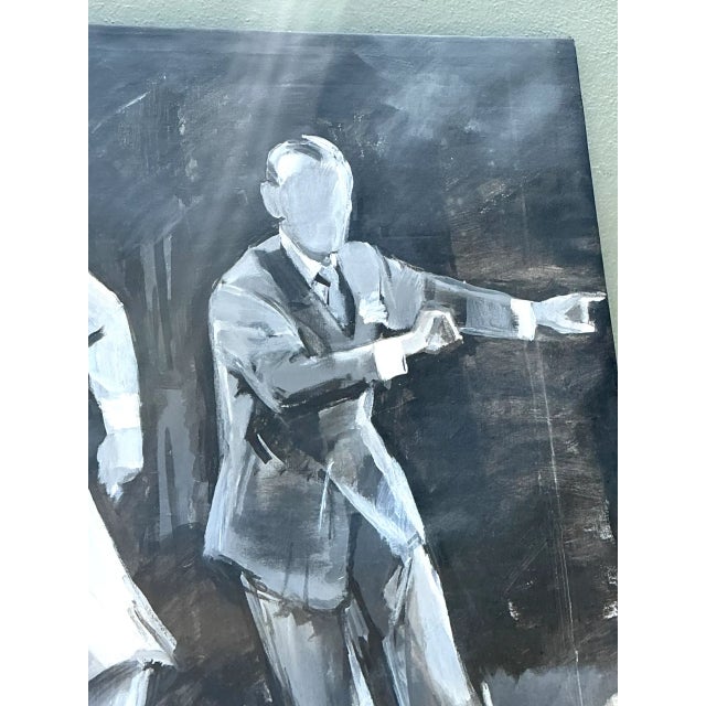 Wood Vintage Black and White Dance Portrait on Canvas For Sale - Image 7 of 12