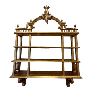 Mid 20th Century Multi-Tiered Vintage Italian Gilded Wall Shelf For Sale