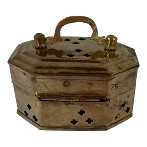Vintage Pierced Brass Hinged Trinket Box