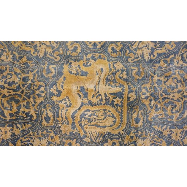 1830s Antique Blue Navy Tribal Geometric Antique Knotted Wool Persian Bakhtiari Rug For Sale In New York - Image 6 of 10