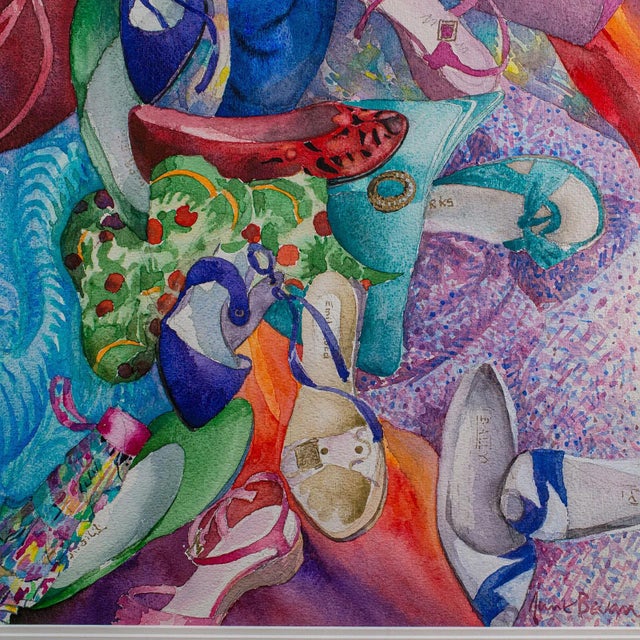 1990's Vintage Fashion Watercolour For Sale - Image 6 of 8