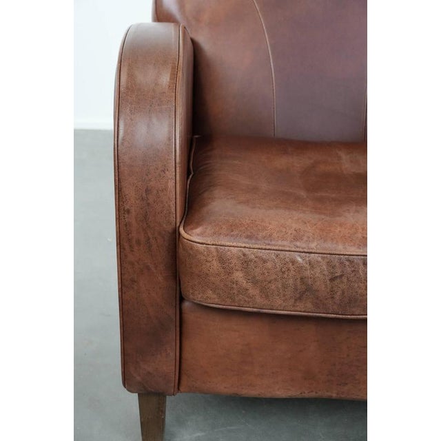 English Style Art Deco Round Cowhide Armchair For Sale - Image 10 of 14