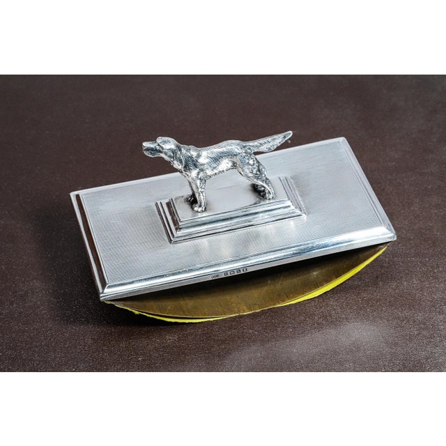 Hunting Theme Dog English Antique Engine Turned Sterling Silver Writing Ink Blotter Desk Office Home Decor For Sale - Image 10 of 14