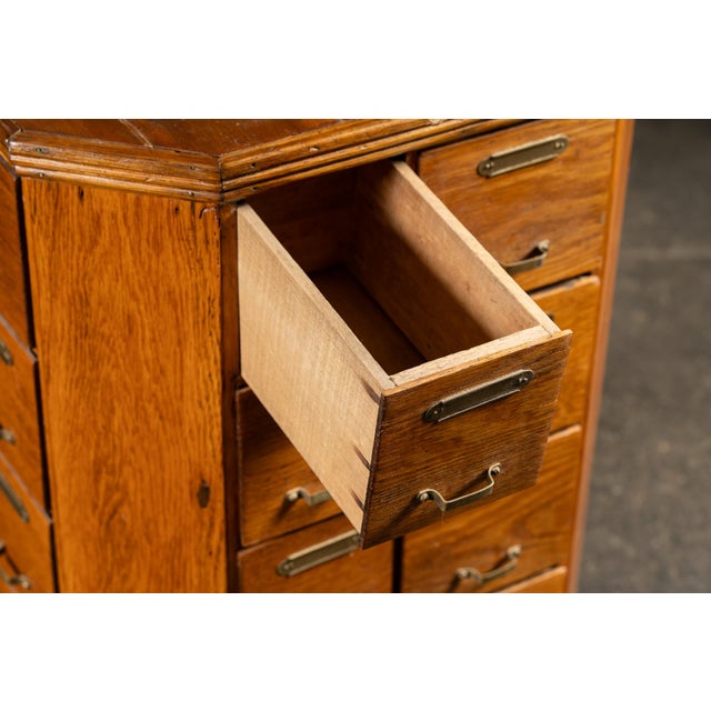 Early 20th Century Oak 40-Drawer Revolving Parts Cabinet For Sale - Image 10 of 16