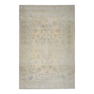 1970s Vintage Persian Handmade Wool Cotton Orange Area Rug For Sale