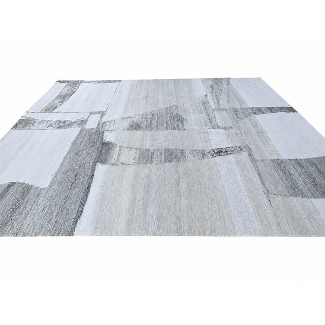 2020s Rh Nihal Wool Rug – 10' × 14' Multi Grey | 100% Hand-Spun Wool | Hand-Knotted | Abstract Geometric Design | Made in Nepal For Sale - Image 5 of 18