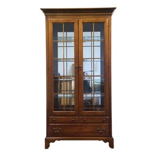 American of Martinsville Solid Cherry Contemporary Traditional 44" Lighted Display Curio Cabinet 125-421 For Sale
