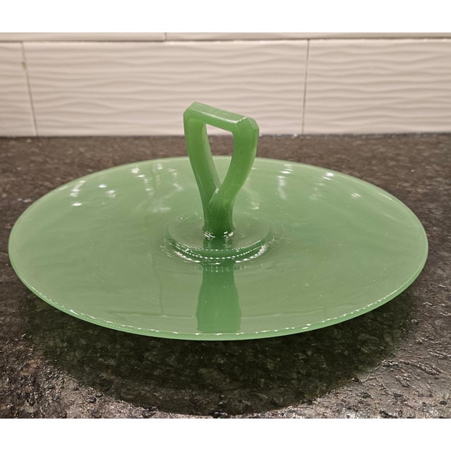 Vintage 1950’s, Green Jadeite, Northwood Co., Tid-Bit Server. For Sale In Charlotte - Image 6 of 11
