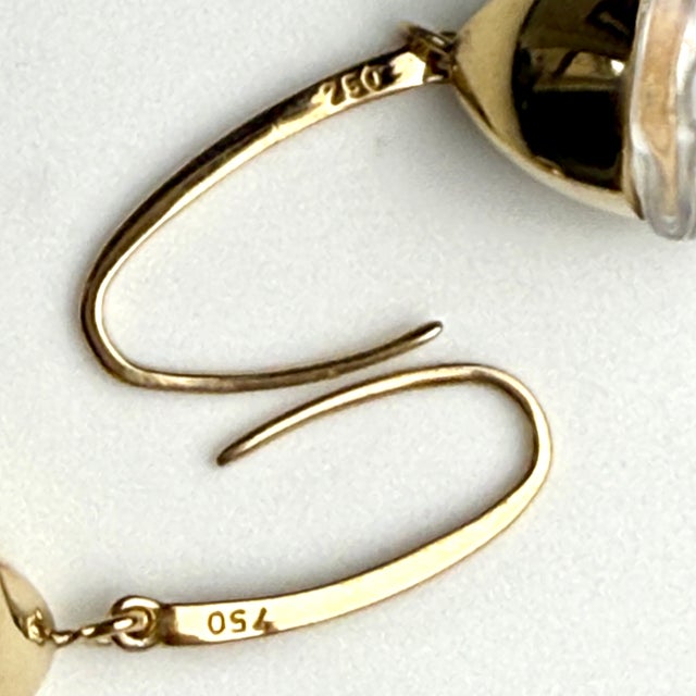 Modern Emporio Armani Vintage 18k Gold and Crystal Pendant Hoop 1.64 Inch Long Earrings, Set of 2 For Sale - Image 3 of 12