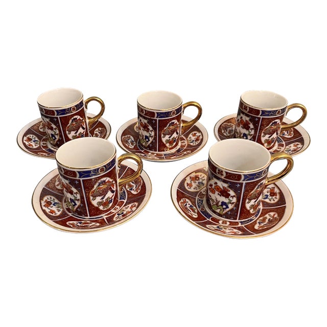 Vintage Pearl China Imari Boxed Tea Set - 10 Pieces For Sale