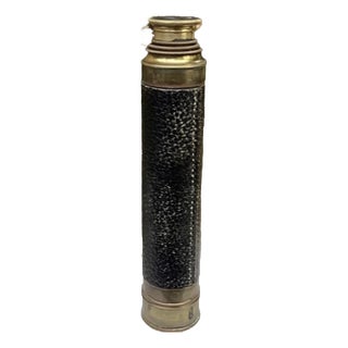 Rare Antique French Leather Wrapped Brass Nautical Maritime Telescope For Sale