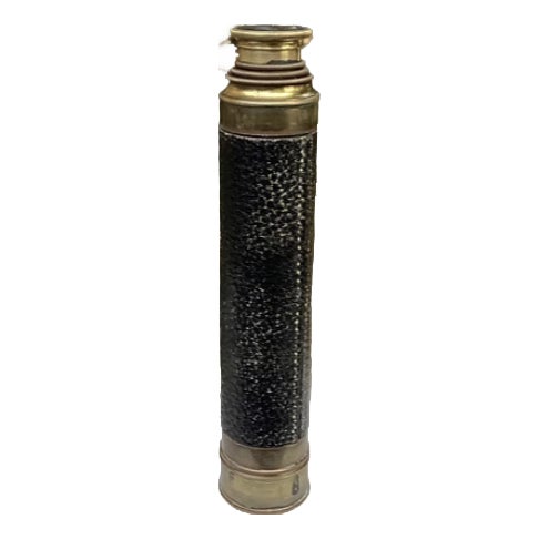 Rare Antique French Leather Wrapped Brass Nautical Maritime Telescope For Sale