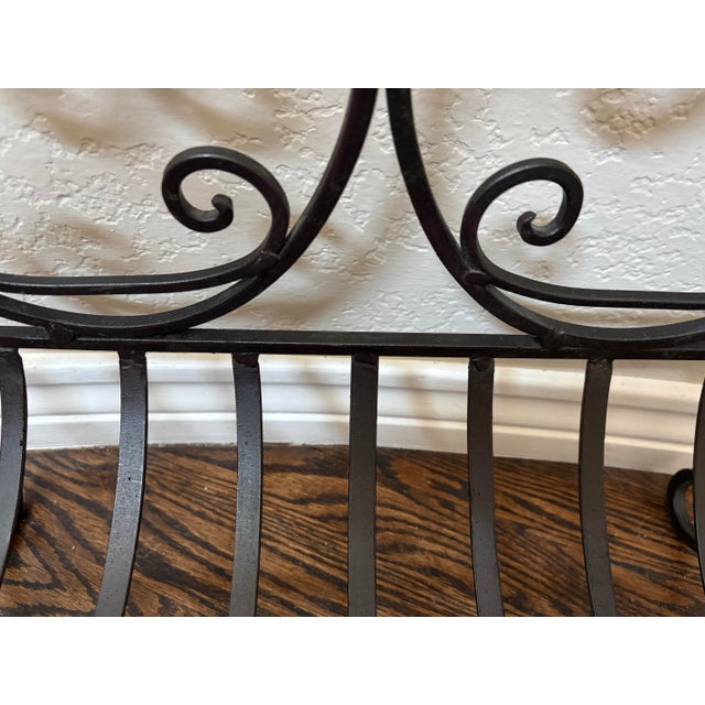 Vintage Wrought Iron Scroll Magazine Rack | Tuscan & Mediterranean Style For Sale - Image 9 of 12