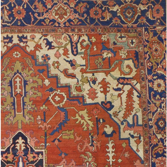 Antique Persian Serapi Rug 9'4" X 11’0" For Sale - Image 4 of 7