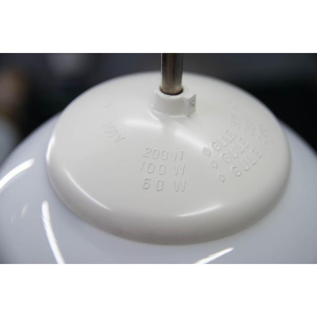 Vintage Opaline Glass Globe Pendant Light, 1940s For Sale - Image 9 of 11