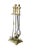 Vintage 4 piece fireplace tool set. Colonial styling with a scrolled brass stand and ornate tools made from iron and brass...