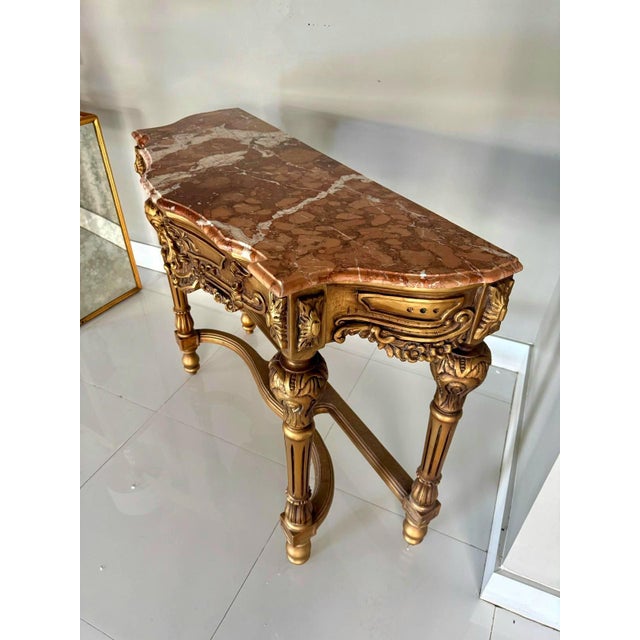 French Style Console Table – Multicolor Marble Top For Sale - Image 9 of 10