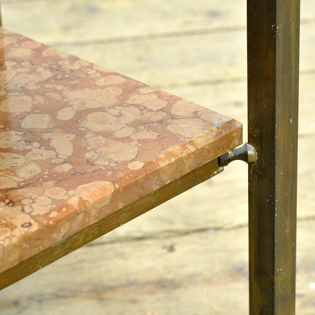 Metal French Marble and Brass Side Table, 1920 For Sale - Image 7 of 9