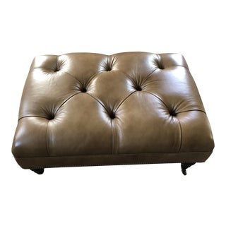 Ethan Allen Anton Leather Ottoman For Sale