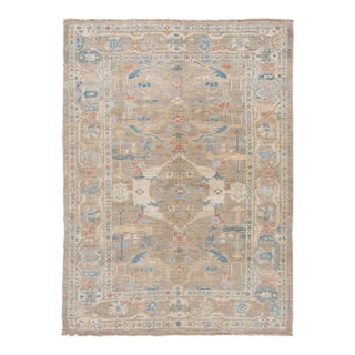 Modern Gray Sultanabad Handmade Floral Wool Rug For Sale