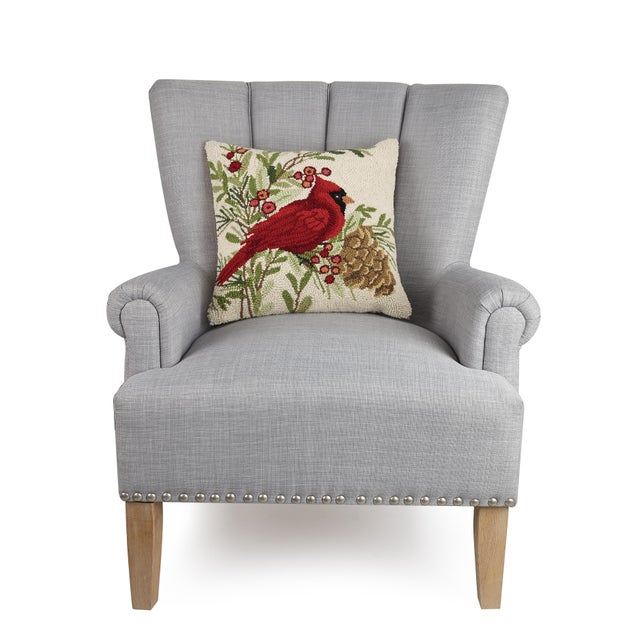 A festive way to spruce up your home for the holidays and winter season! 100% wool hooked throw pillow / accent pillow....