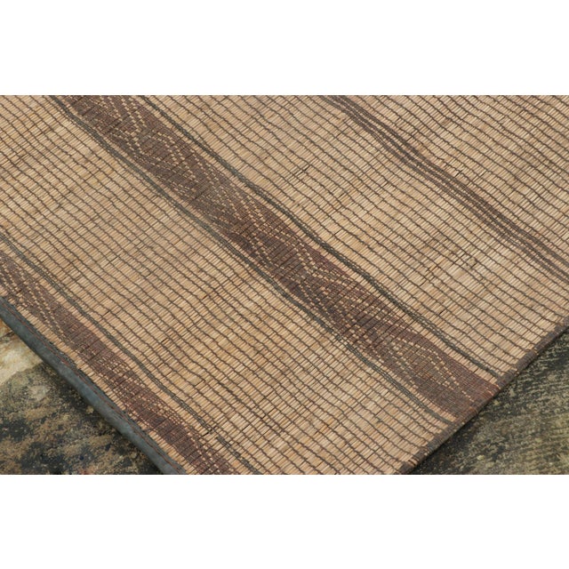 Tribal Vintage Tuareg Mat Runner in Brown and Beige With Vertical Geometric Patterns For Sale - Image 3 of 7