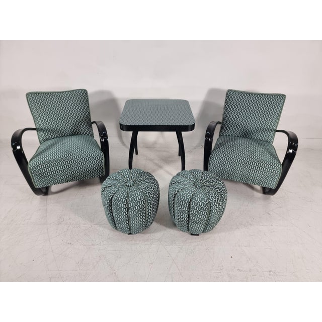 H 269 Lounge Chairs, Table and Poufs by Jindřich Halabala for UP Zavody, 1940s, Set of 5 For Sale - Image 12 of 14