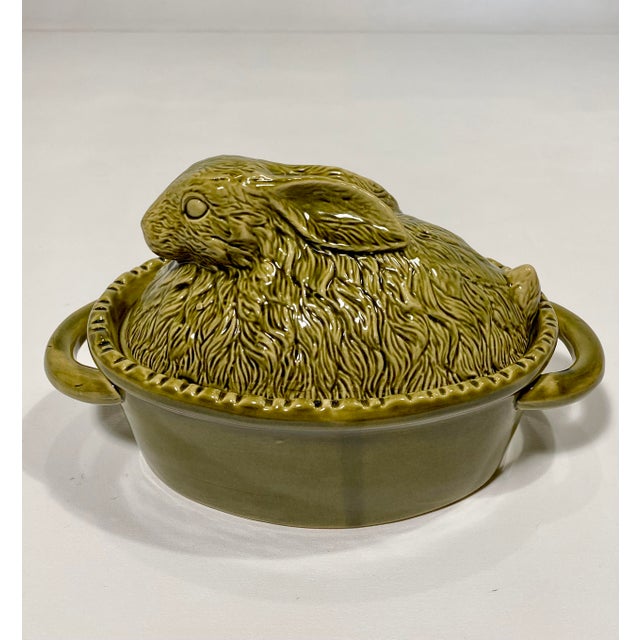 Vintage French Majolica Rabbit Lidded Tureen/Casserole Expressive Sculptural Rabbit Small & Charming Excellent Vintage...