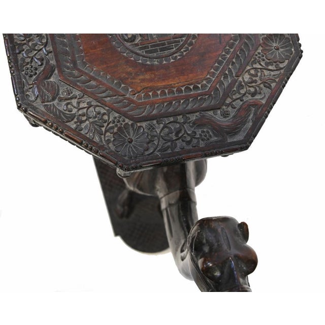 Anglo Indian Carved Camel Side Table in Hardwood, 1920 For Sale - Image 11 of 12