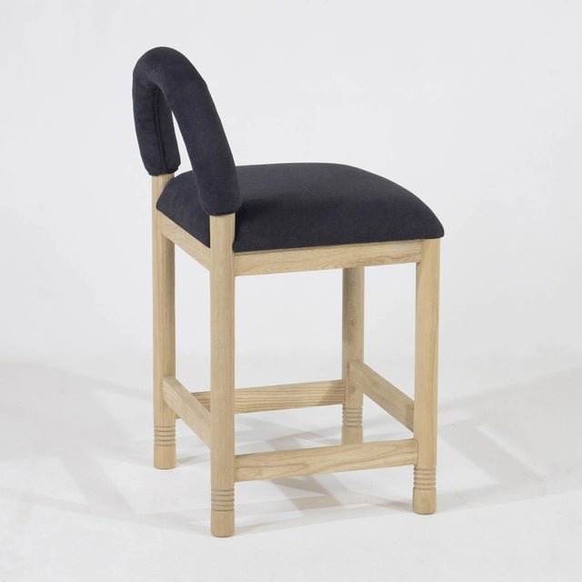 2020s Heidi Teak & Charcoal Boucle Counter Stool For Sale - Image 5 of 5