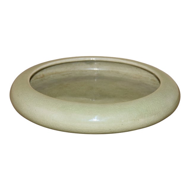 Thai Green Celadon Planter/Bowl Signed For Sale