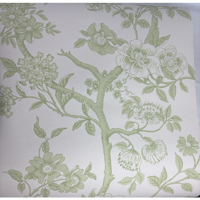 This is a beautiful wallpaper with an off-white base and green botanical designs. One roll in modern colorways retails for...