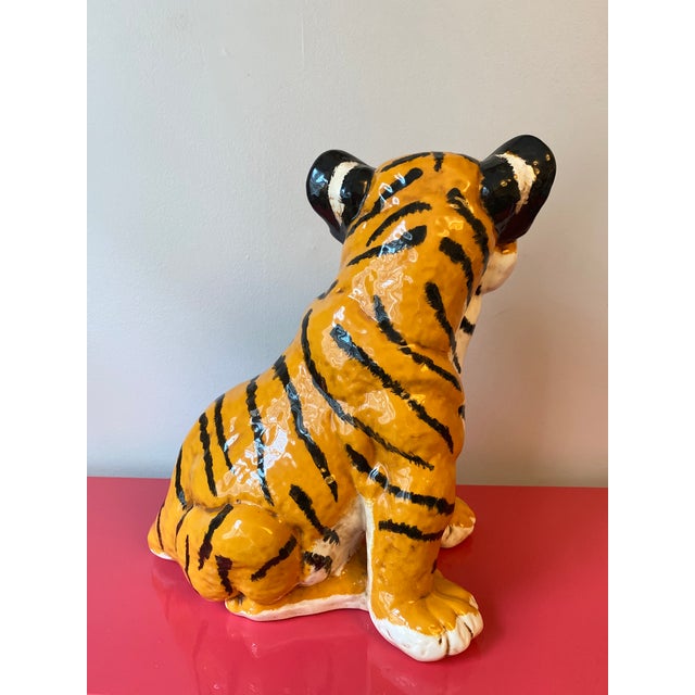 1976 Hollywood Regency Ceramic Studio Artist Signed Tiger Sculpture Figure For Sale In Chicago - Image 6 of 13
